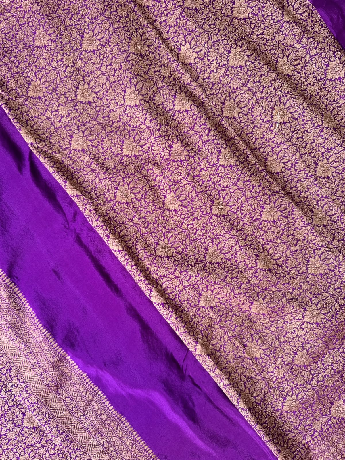 Purple Benarasi Pure Crepe Saree 109