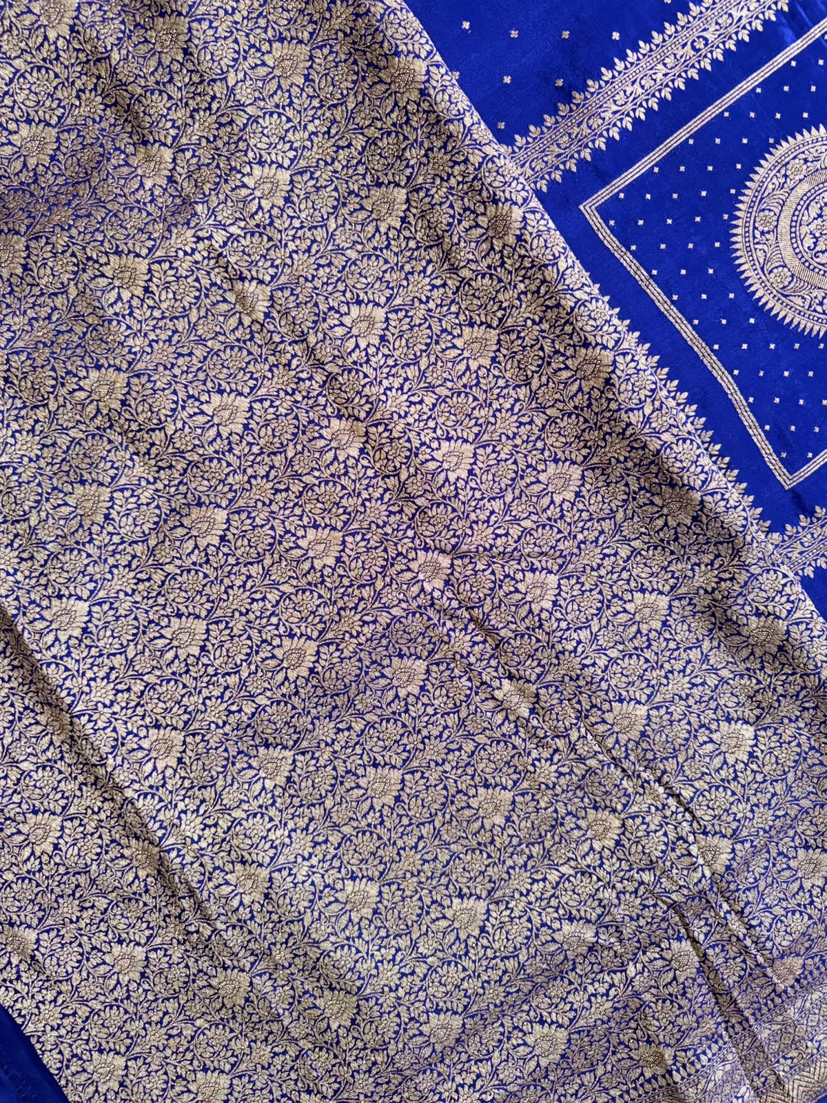 Navy Blue Benarasi Pure Crepe Saree 109