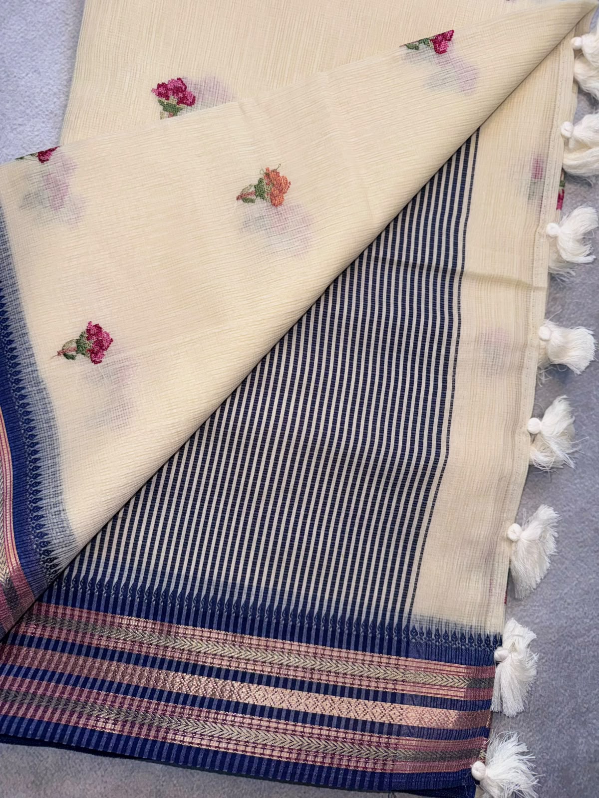 Cream Manipuri Kota Saree 109
