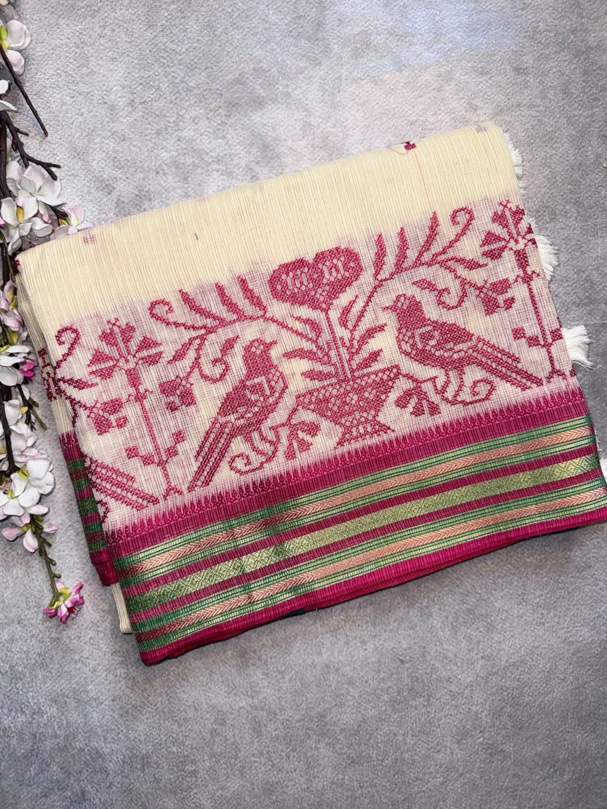 Cream Manipuri Kota Saree 109
