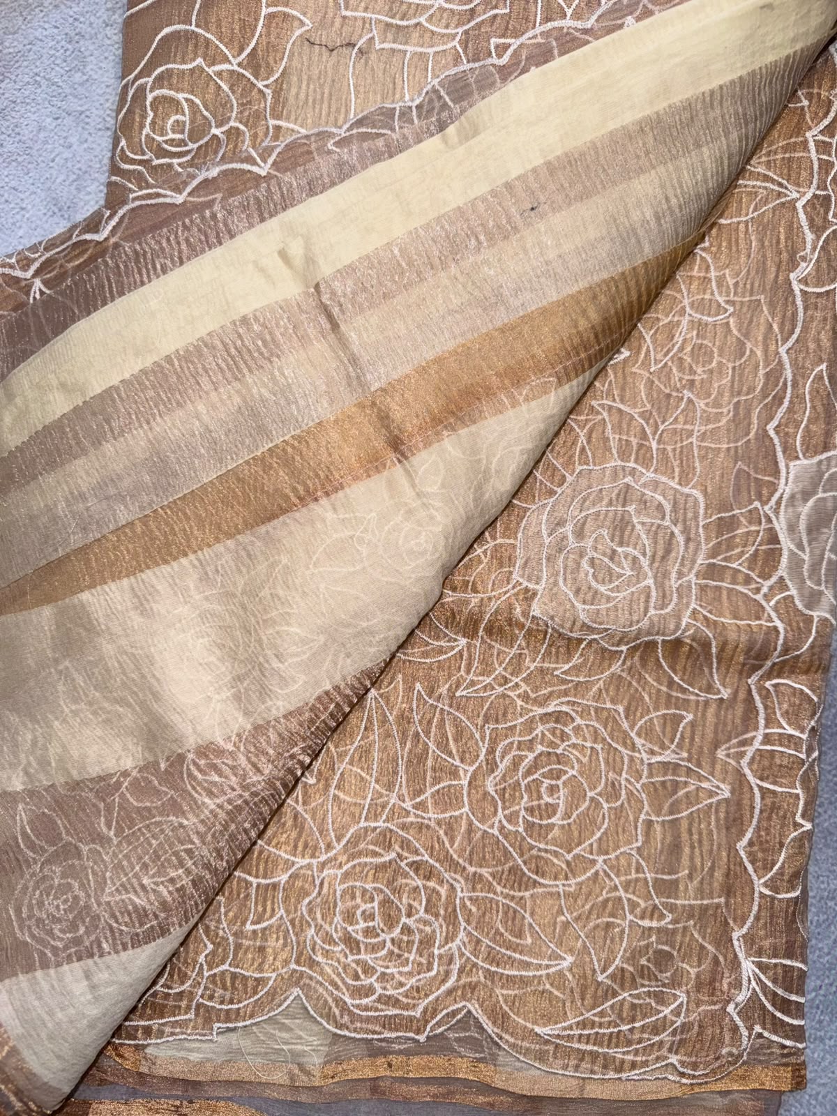 Cream Katha Work Tissue Saree (Swara)