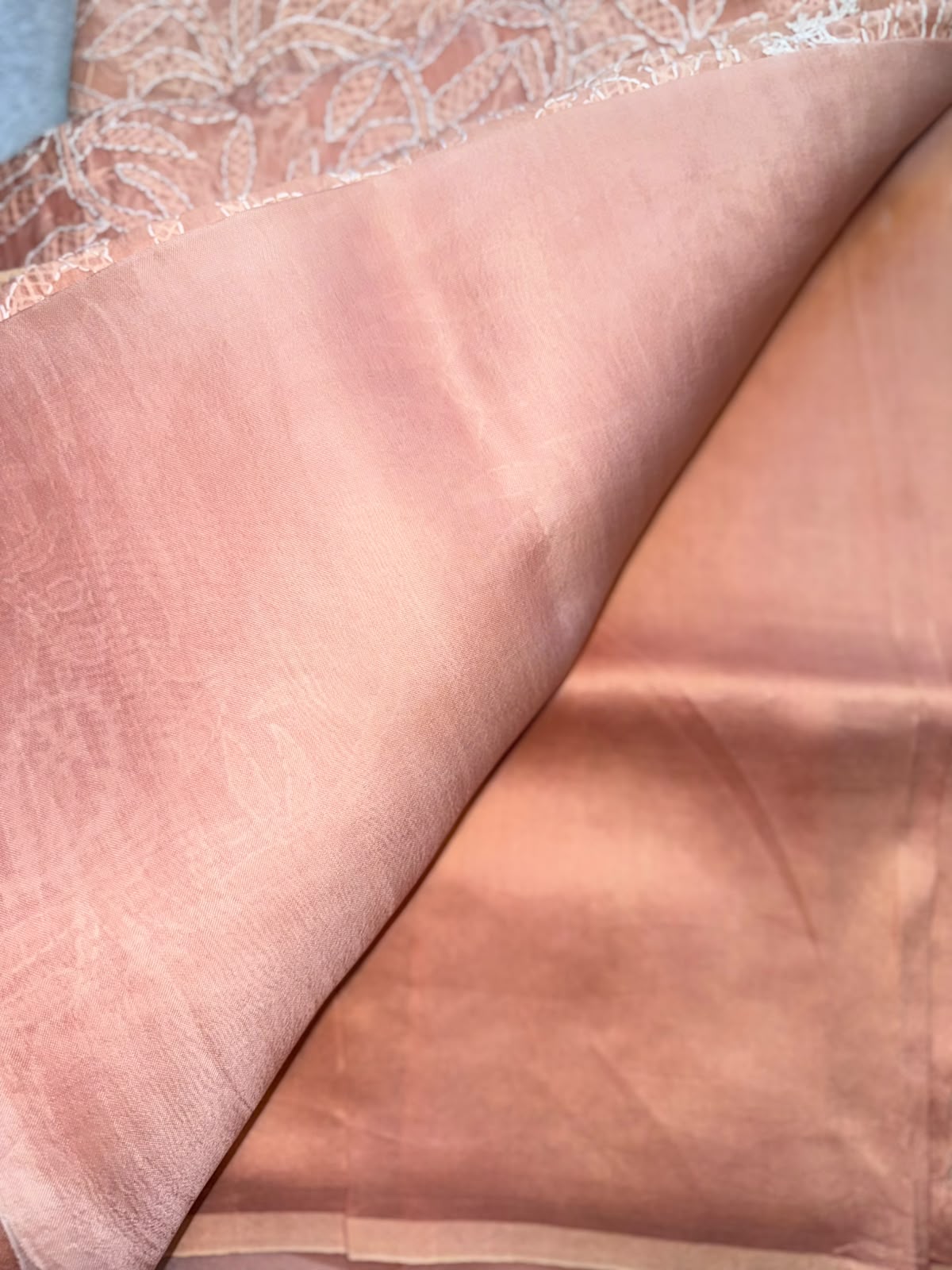Peach Chikankari Katha Work Saree (Swara)