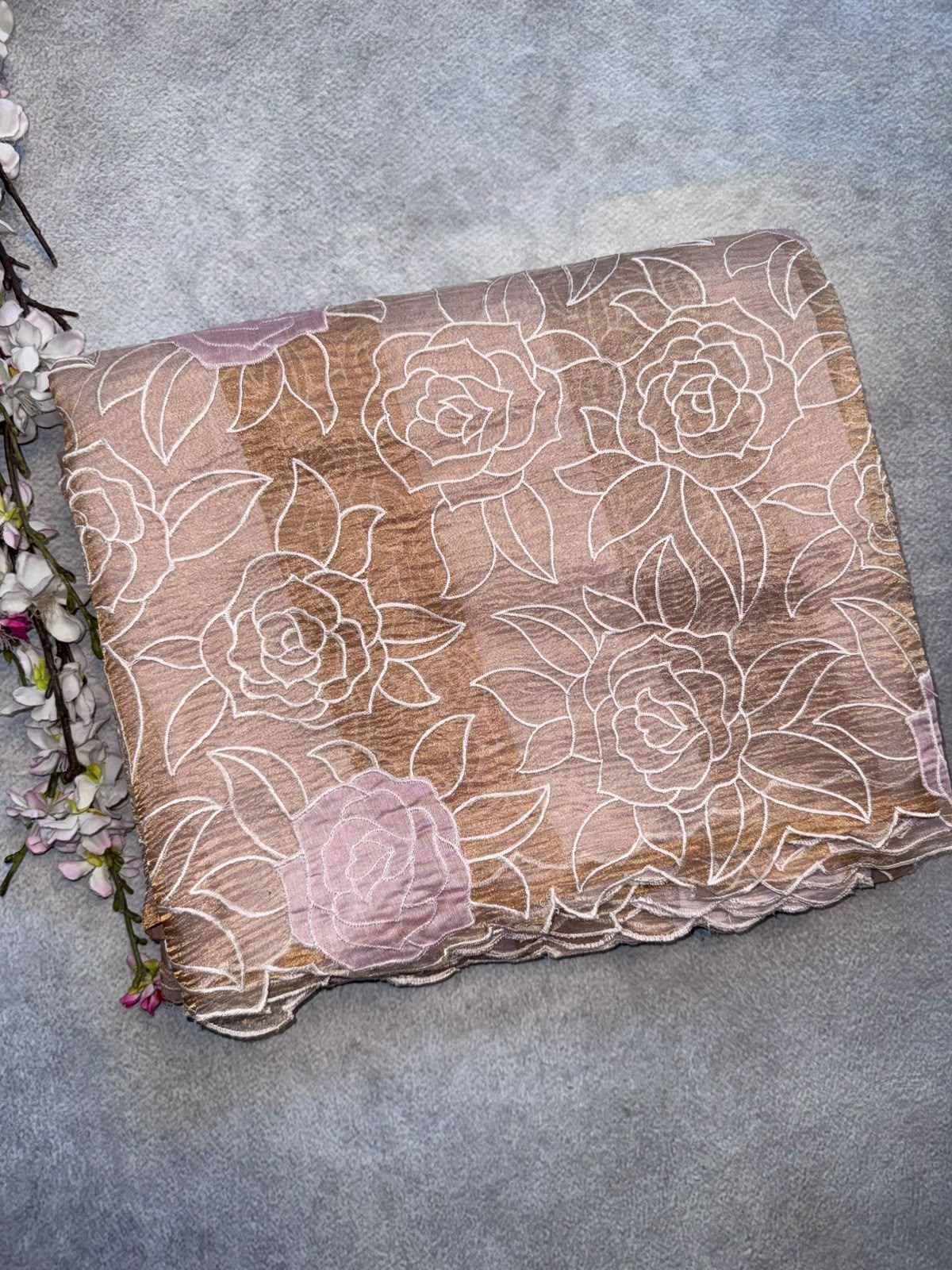 Pastel Pink Katha Work Tissue Saree (Swara)