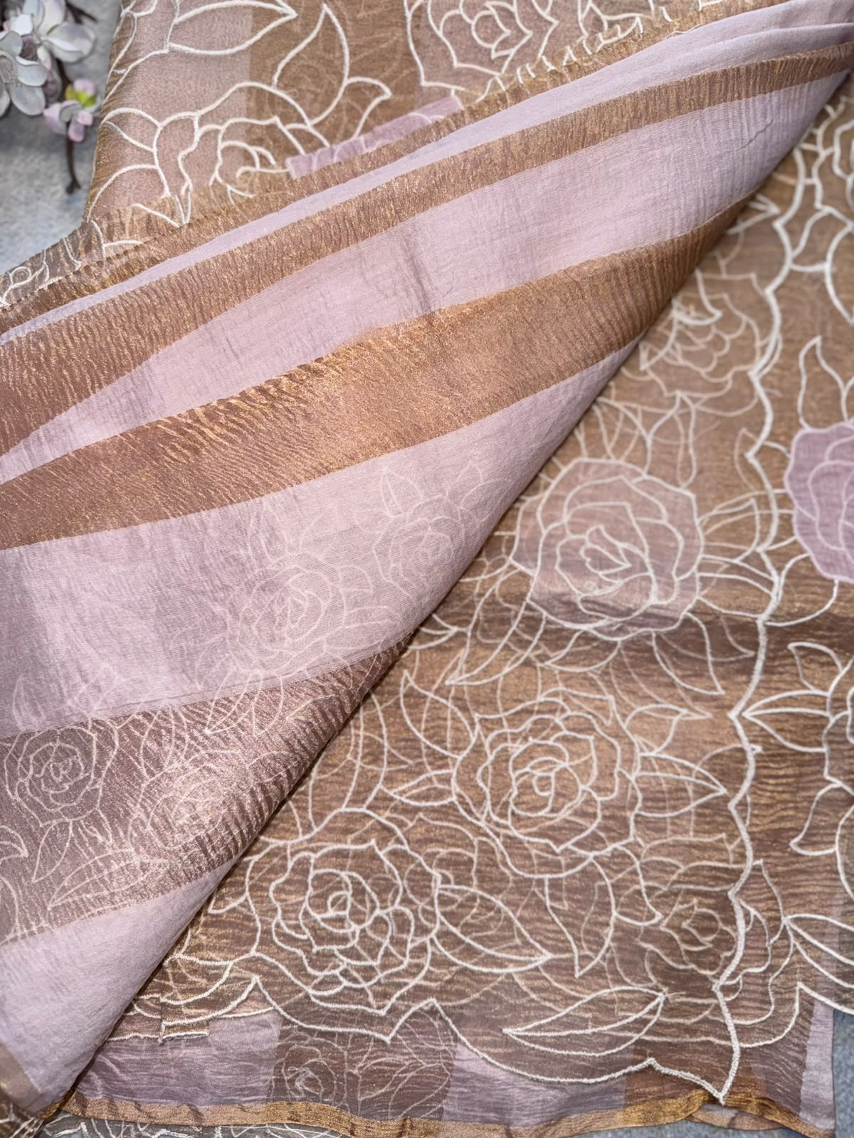 Pastel Pink Katha Work Tissue Saree (Swara)