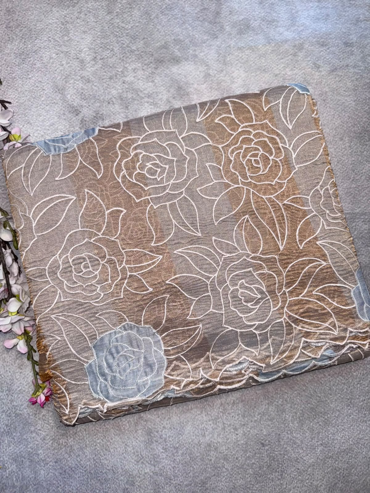 Pastel Blue Katha Work Tissue Saree (Swara)