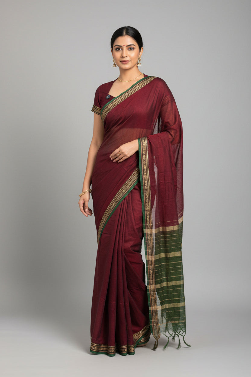 Maroon Narayanpet Cotton Saree 109