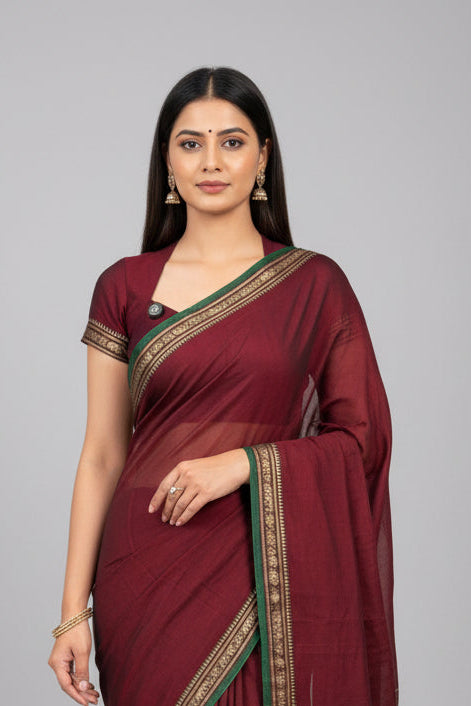 Maroon Narayanpet Cotton Saree 109