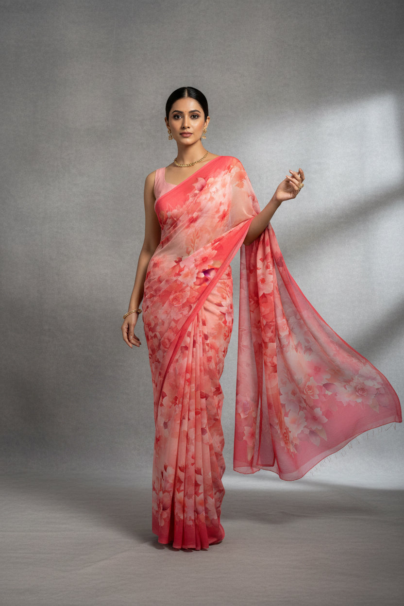 Red Georgette Saree (Swara)