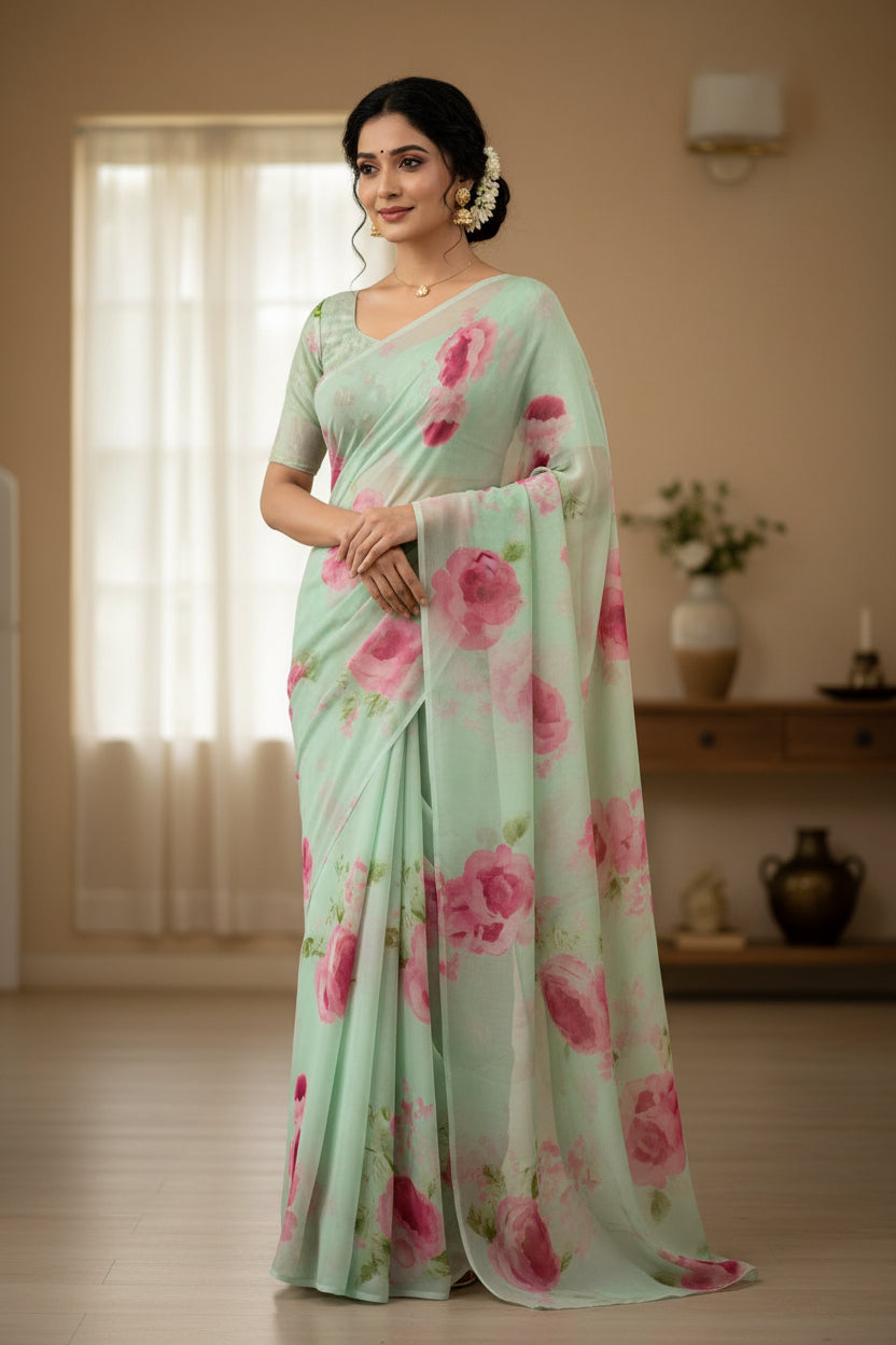 Pastel Blue  Georgette Saree (Swara)