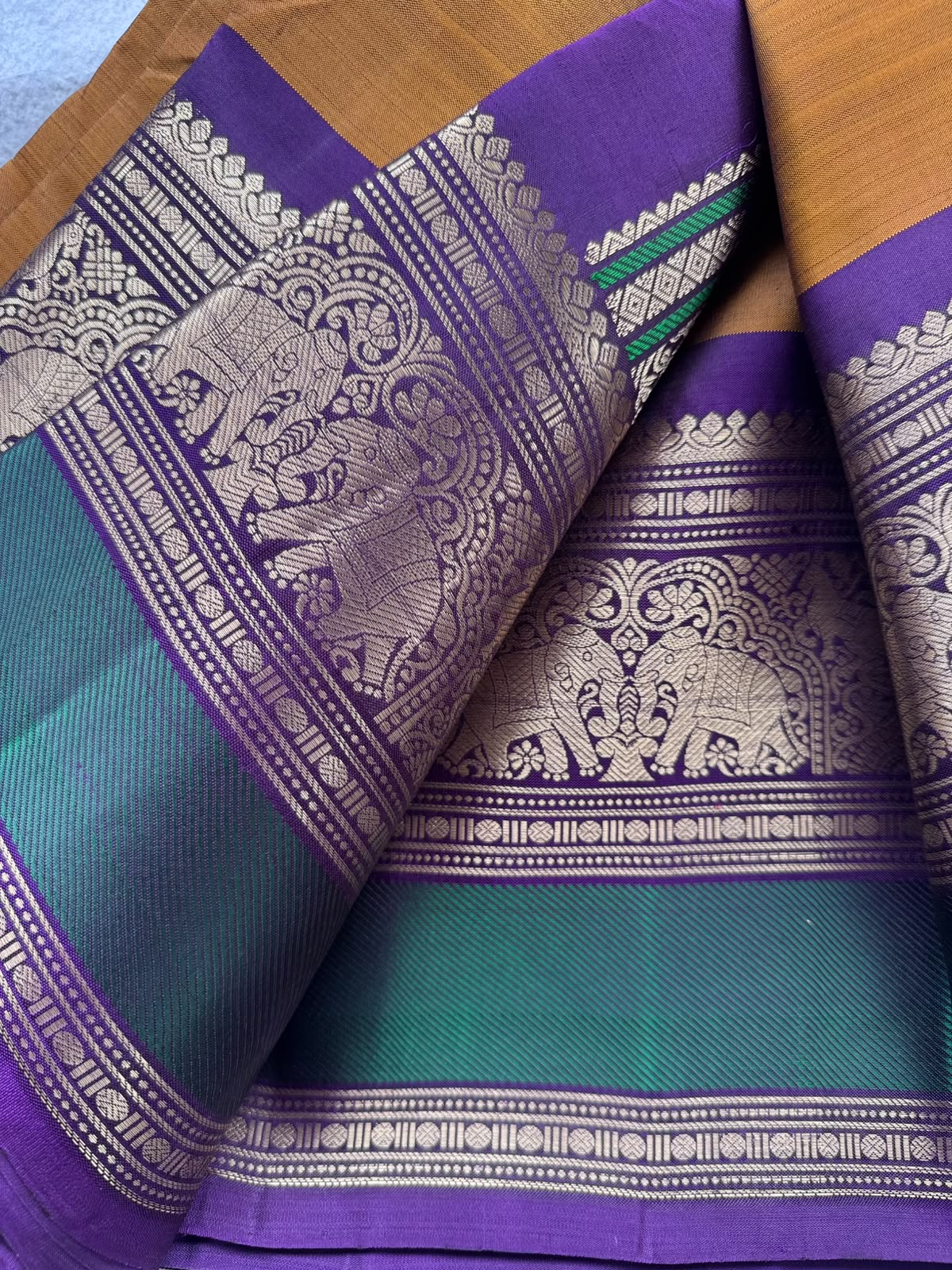 Rust Brown Handloom Pure Kanchi Saree (Swara)