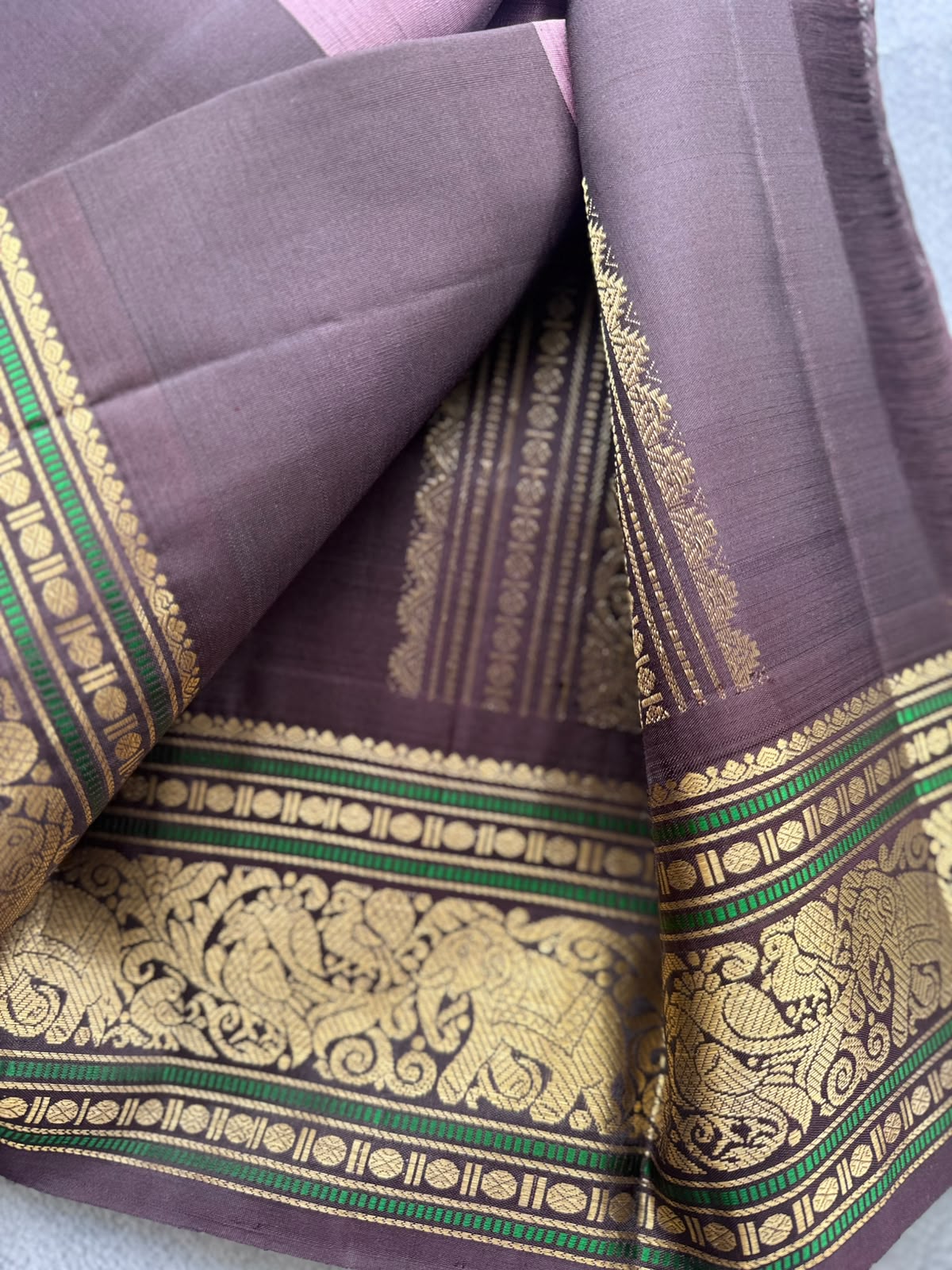 Mauve Handloom Pure Kanchi Saree (Swara)