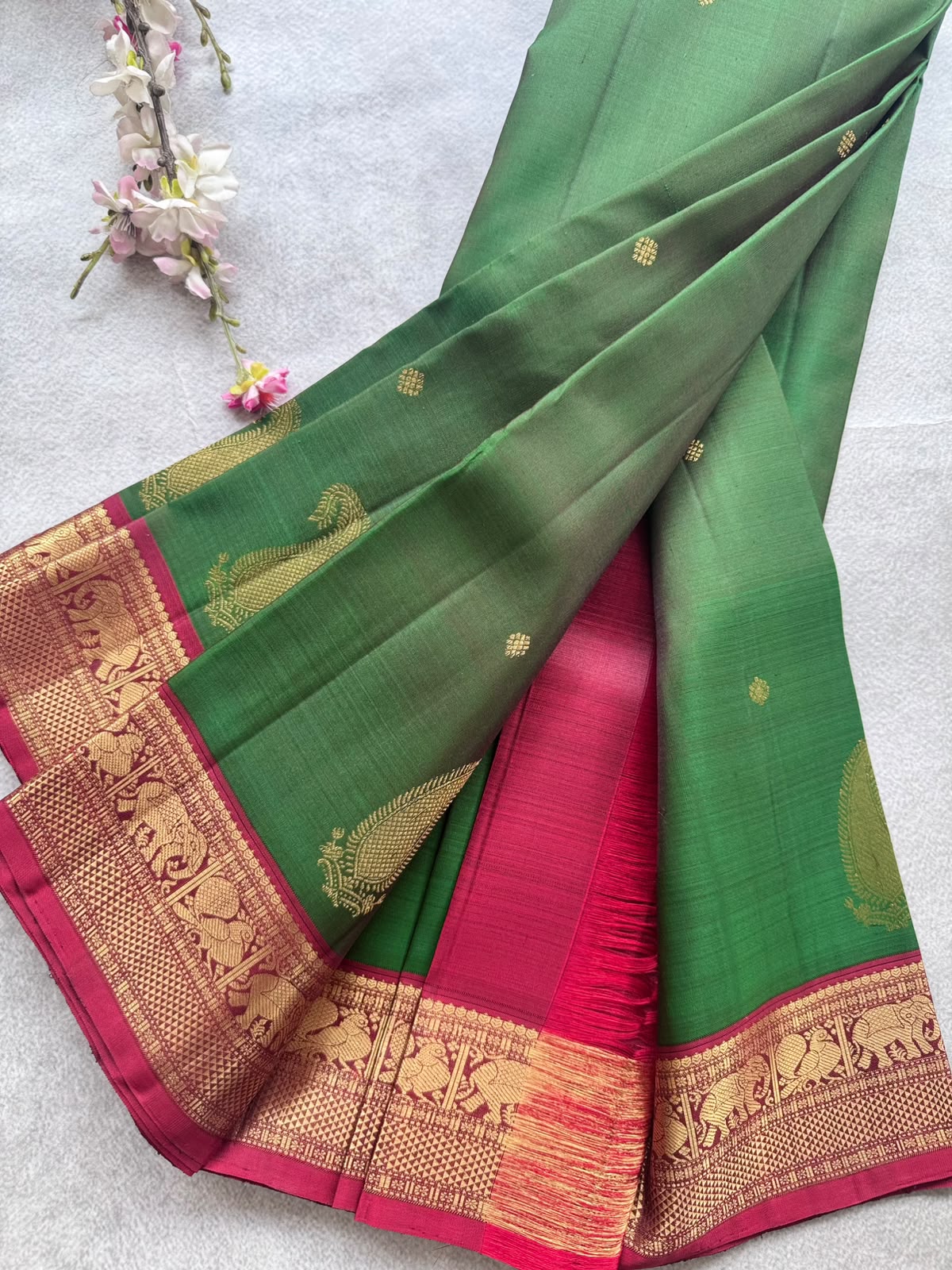 Green Handloom Pure Kanchi Saree (Swara)