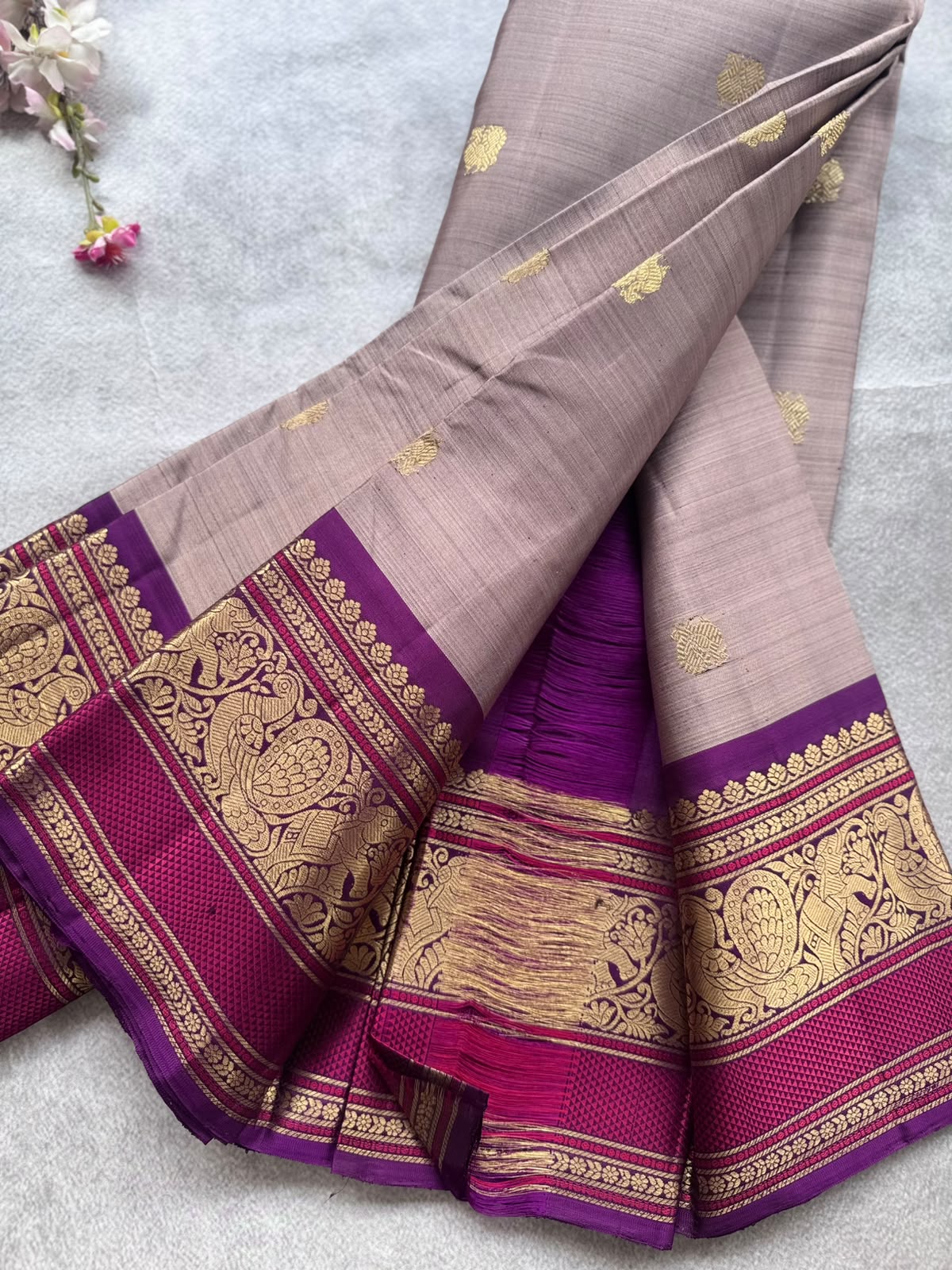 Beige Handloom Pure Kanchi Saree (Swara)