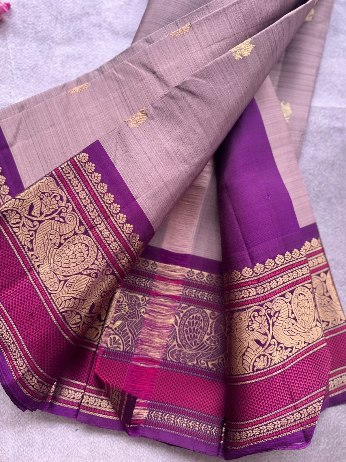 Beige Handloom Pure Kanchi Saree (Swara)