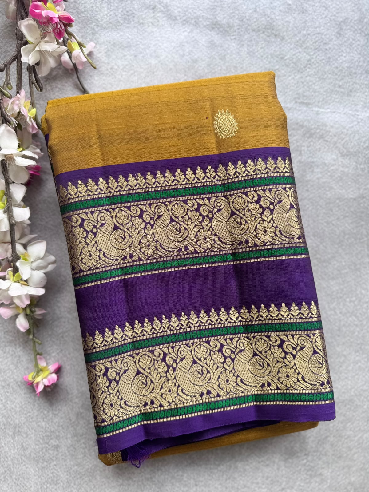 Mustard Handloom Pure Kanchi Saree (Swara)