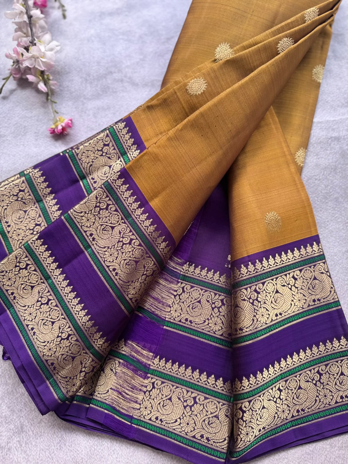 Mustard Handloom Pure Kanchi Saree (Swara)