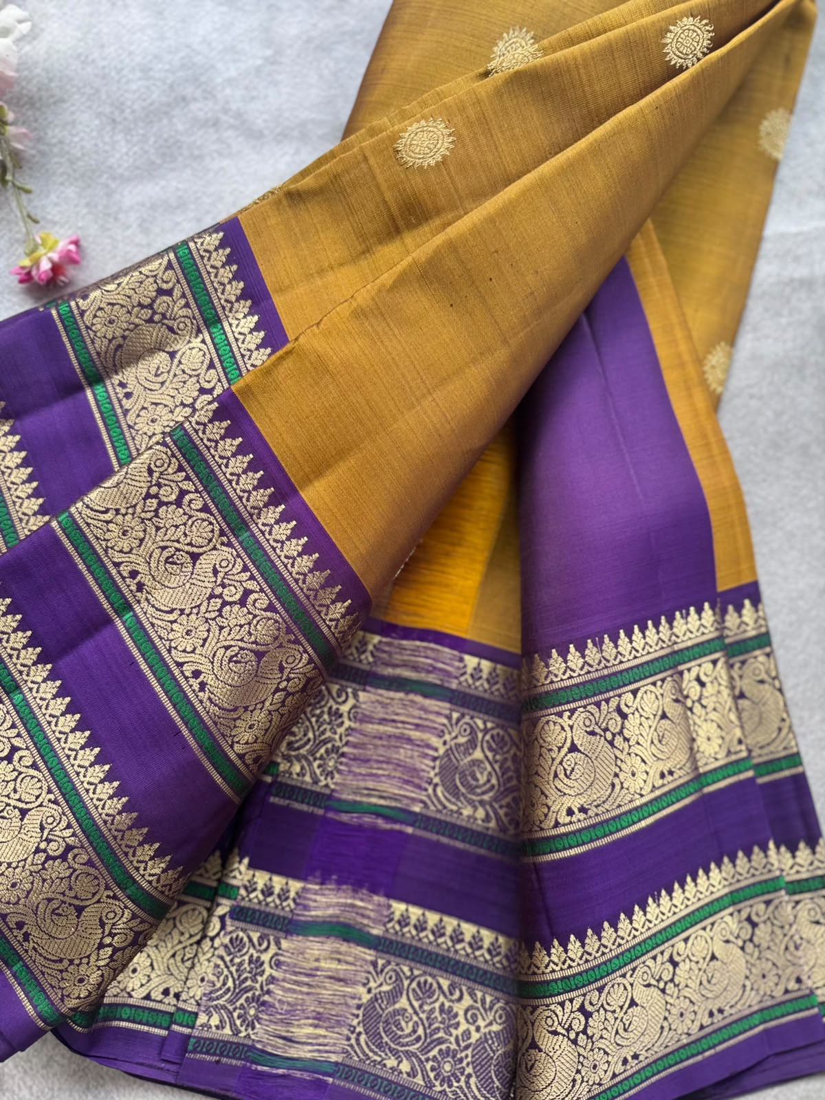 Mustard Handloom Pure Kanchi Saree (Swara)