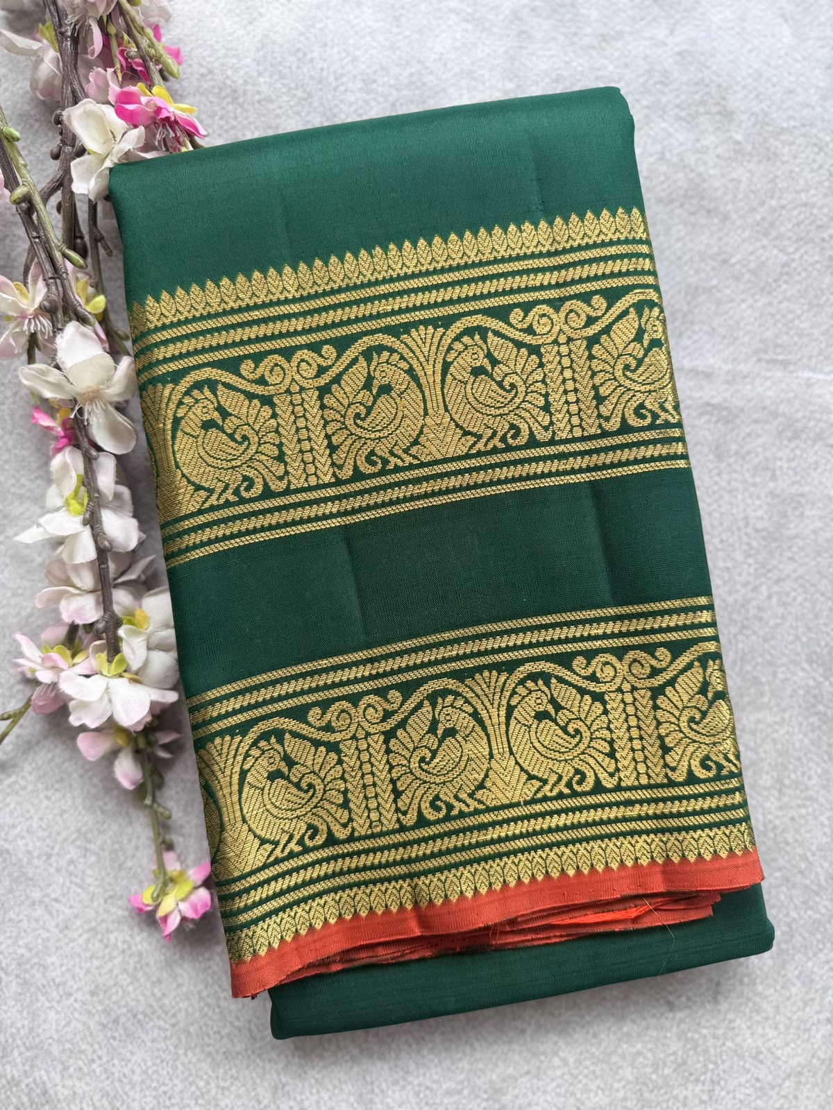 Bottle Green Handloom Pure Kanchi Saree (Swara)