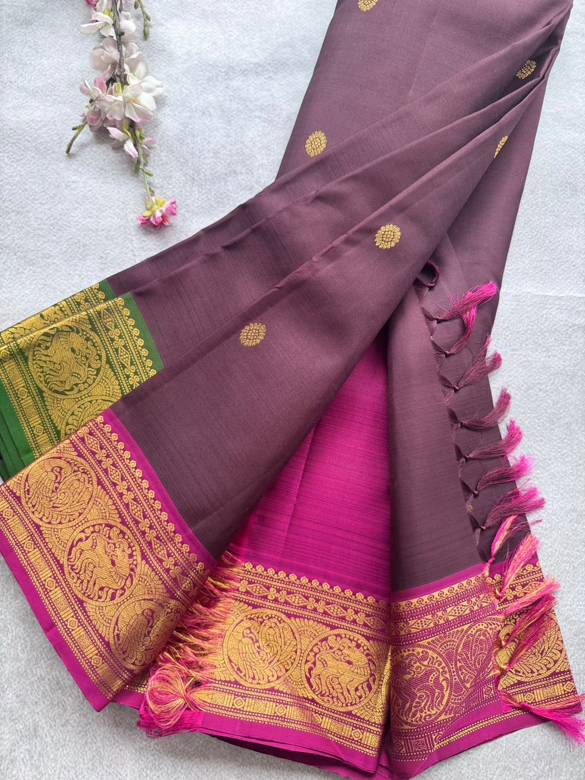 Brown Handloom Pure Kanchi Saree (Swara)