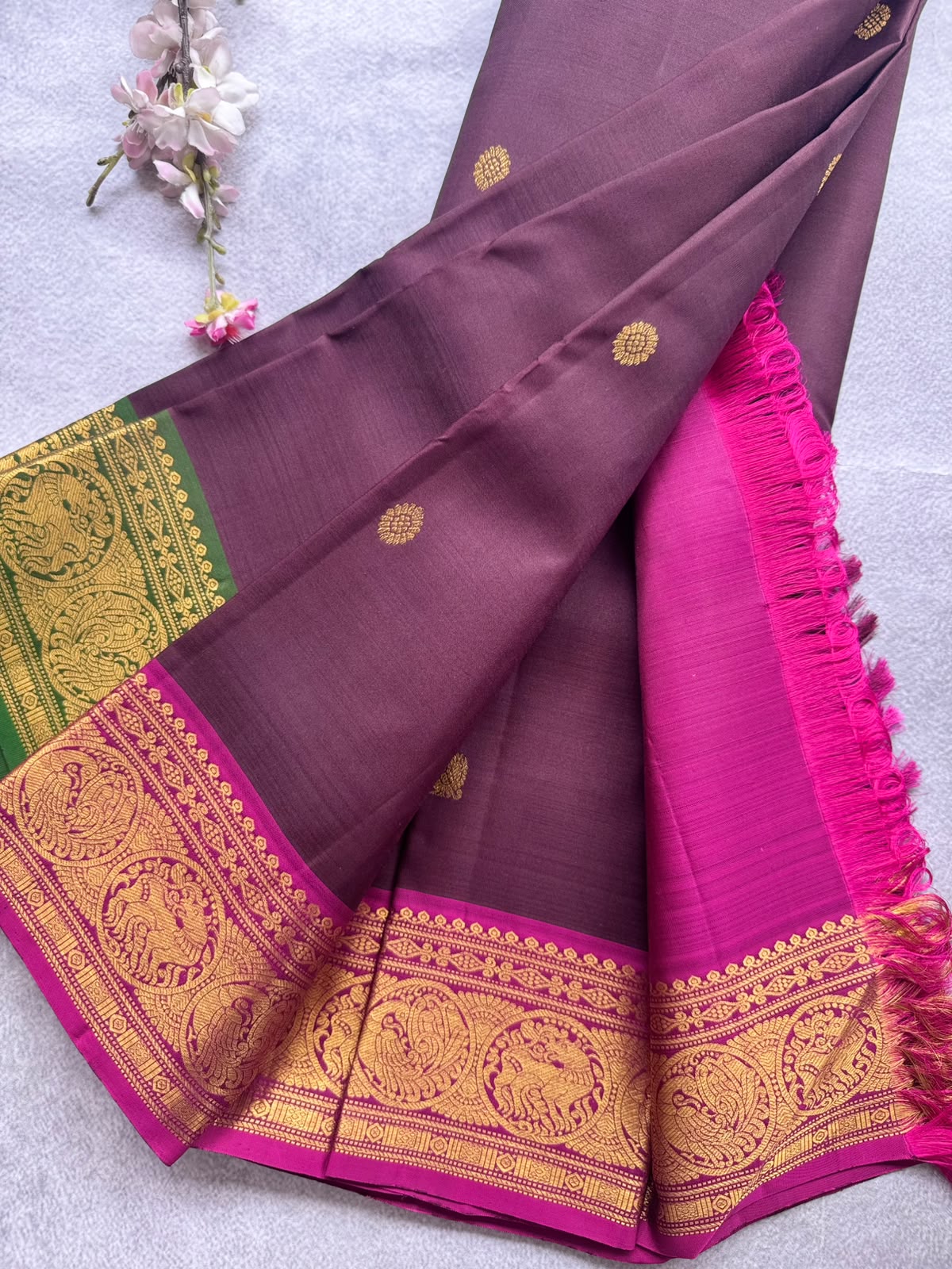 Brown Handloom Pure Kanchi Saree (Swara)
