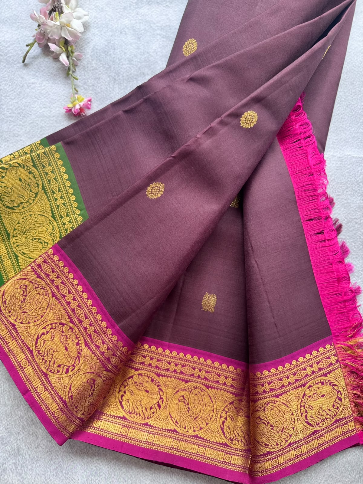 Brown Handloom Pure Kanchi Saree (Swara)