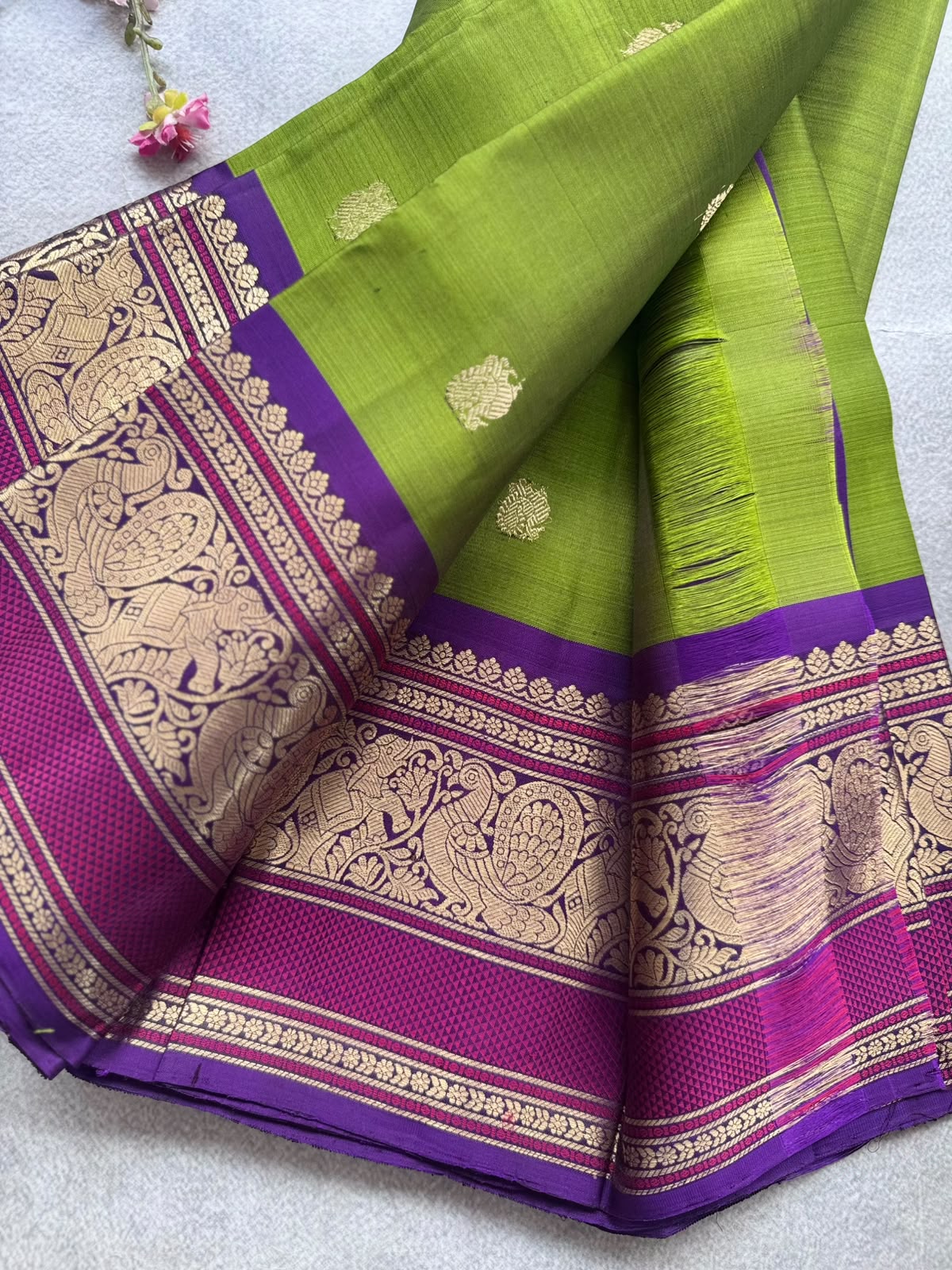 Green Handloom Pure Kanchi Saree (Swara)