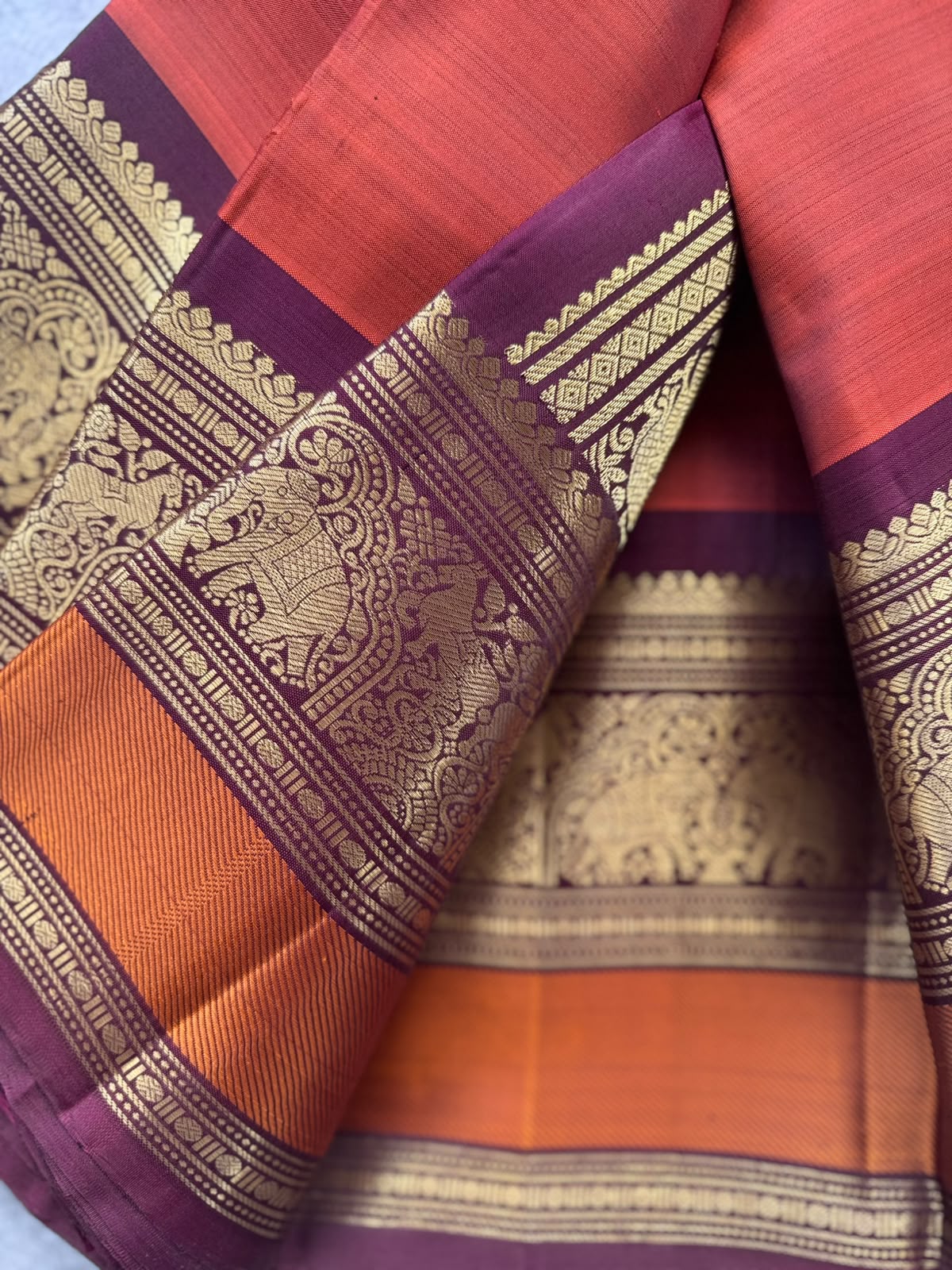 Rust Handloom Pure Kanchi Saree (Swara)