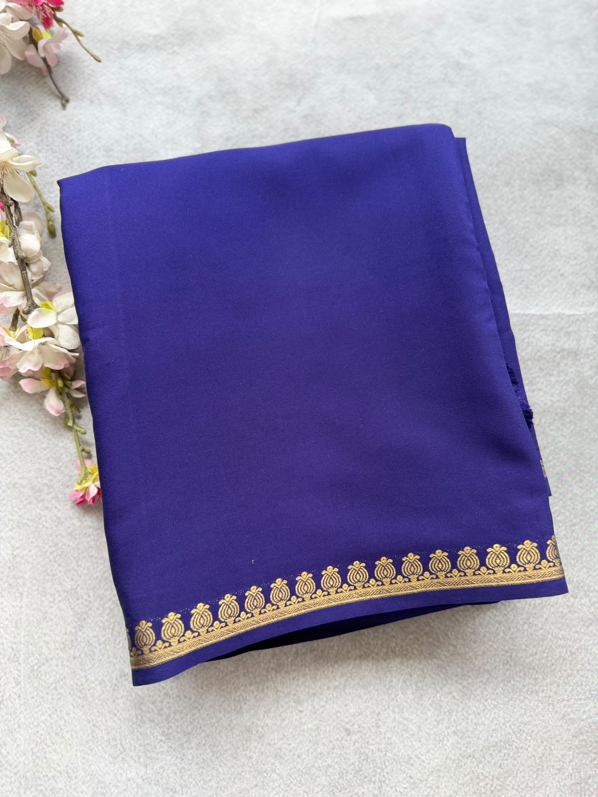 Navy Blue Pure Zari Mysore Silk Saree 4G (Swara)