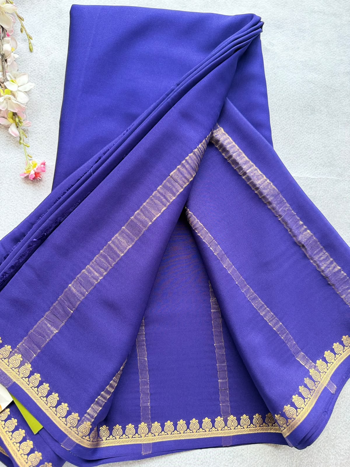 Navy Blue Pure Zari Mysore Silk Saree 4G (Swara)