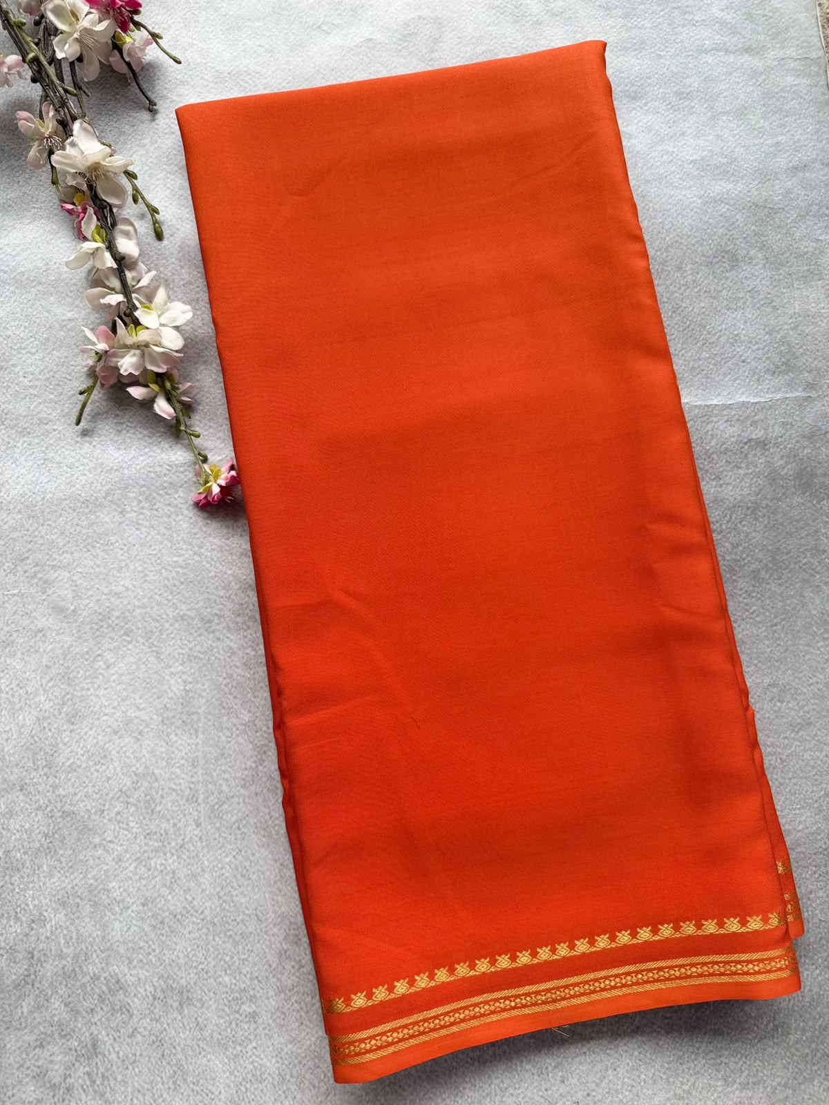 Orange Pure Zari Mysore Silk Saree 4G (Swara)