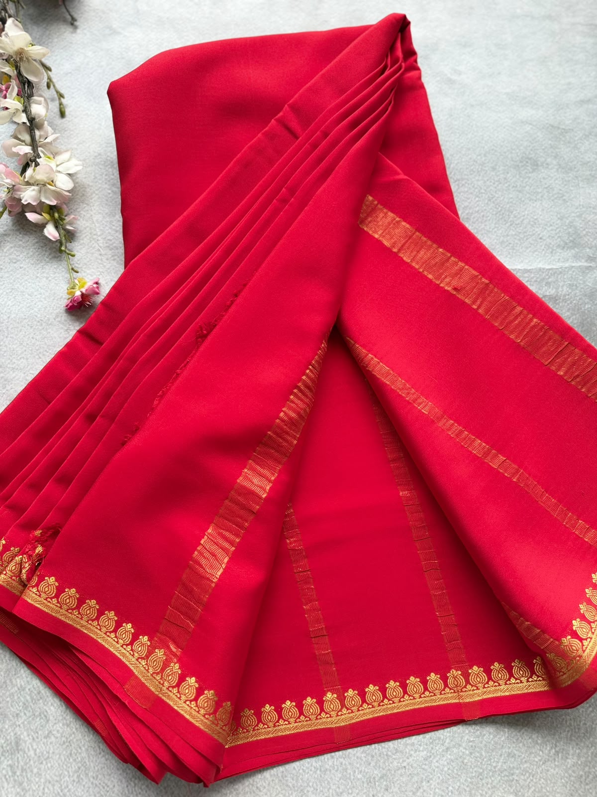 Red Pure Zari Mysore Silk Saree 4G (Swara)