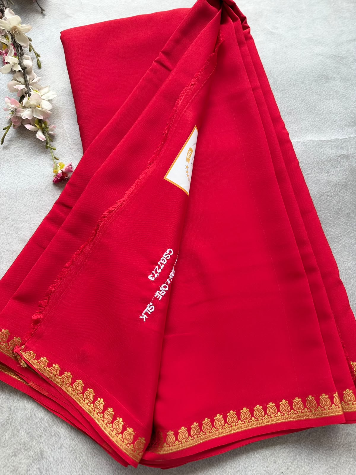 Red Pure Zari Mysore Silk Saree 4G (Swara)