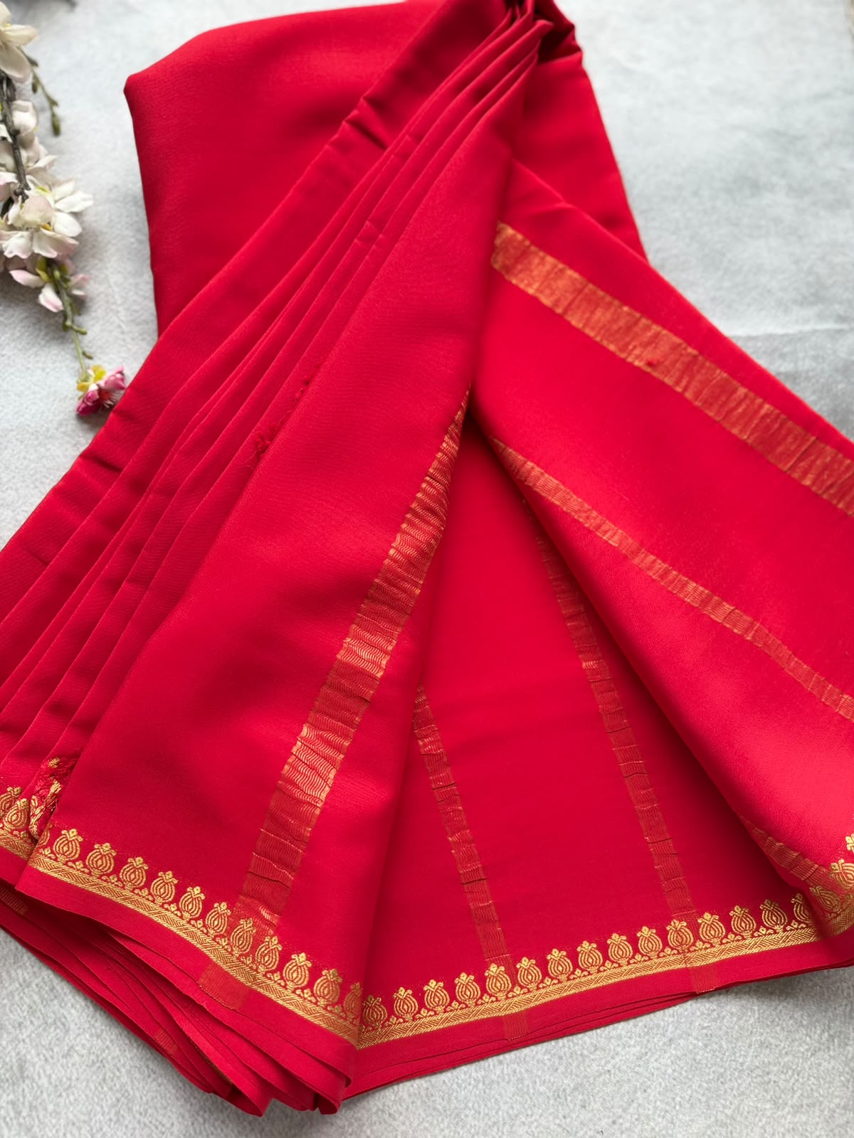 Red Pure Zari Mysore Silk Saree 4G (Swara)