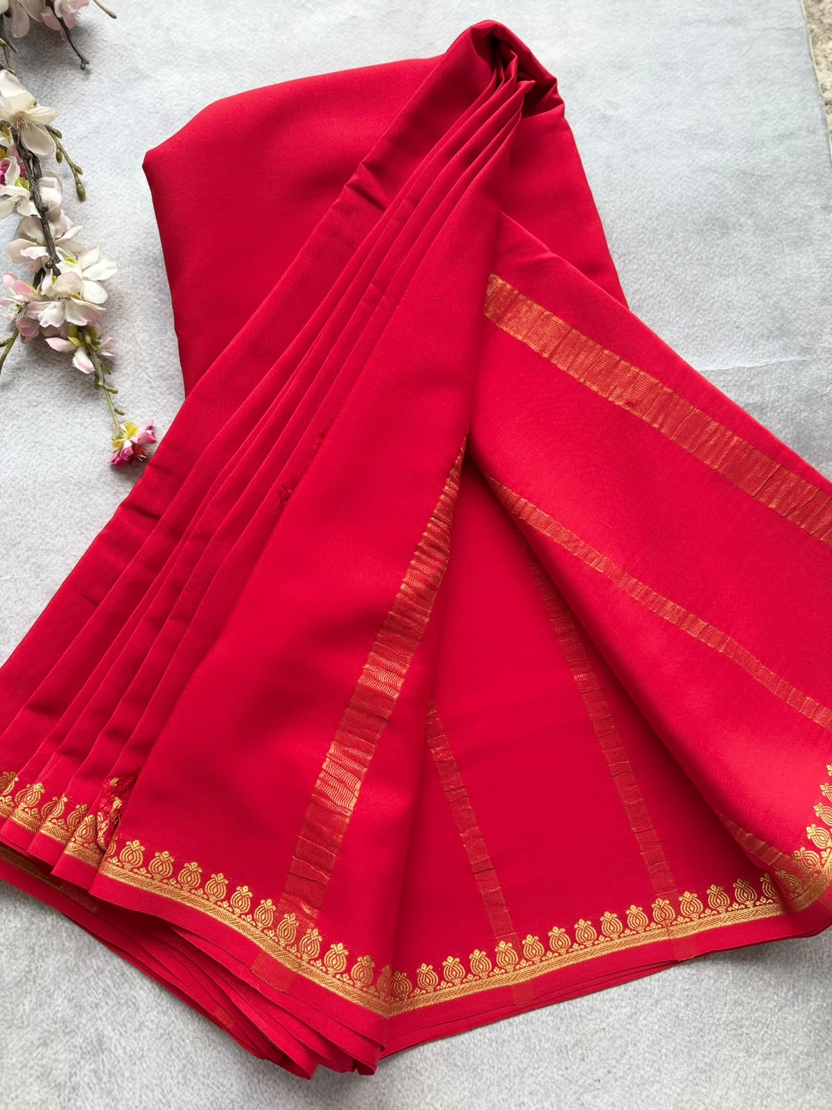 Red Pure Zari Mysore Silk Saree 4G (Swara)