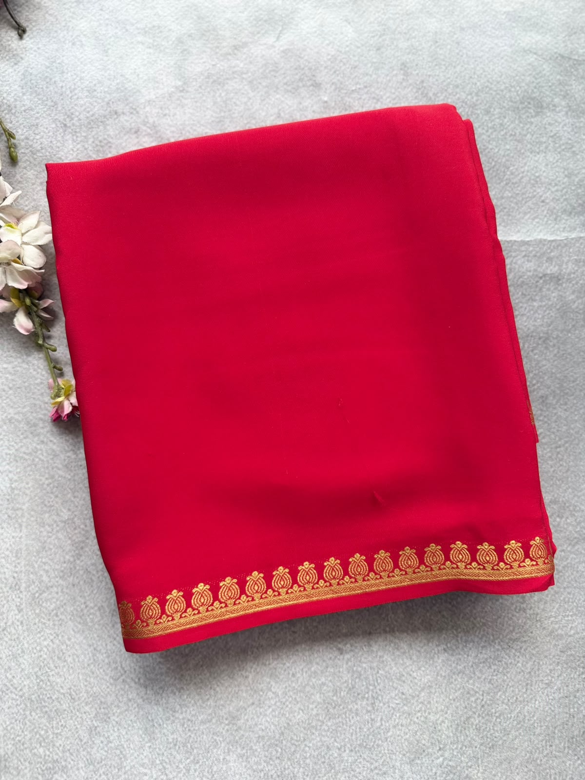 Red Pure Zari Mysore Silk Saree 4G (Swara)