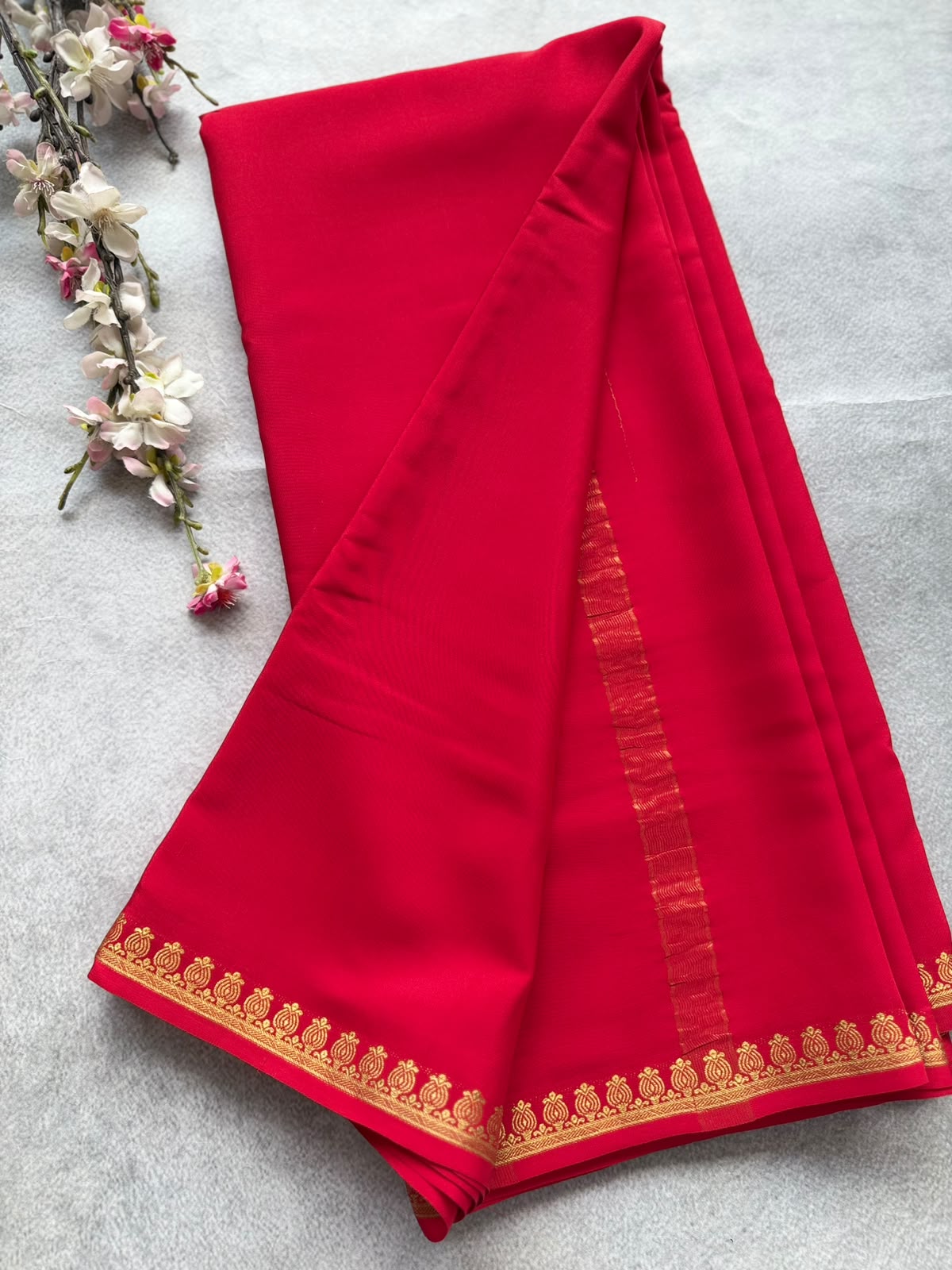 Red Pure Zari Mysore Silk Saree 4G (Swara)