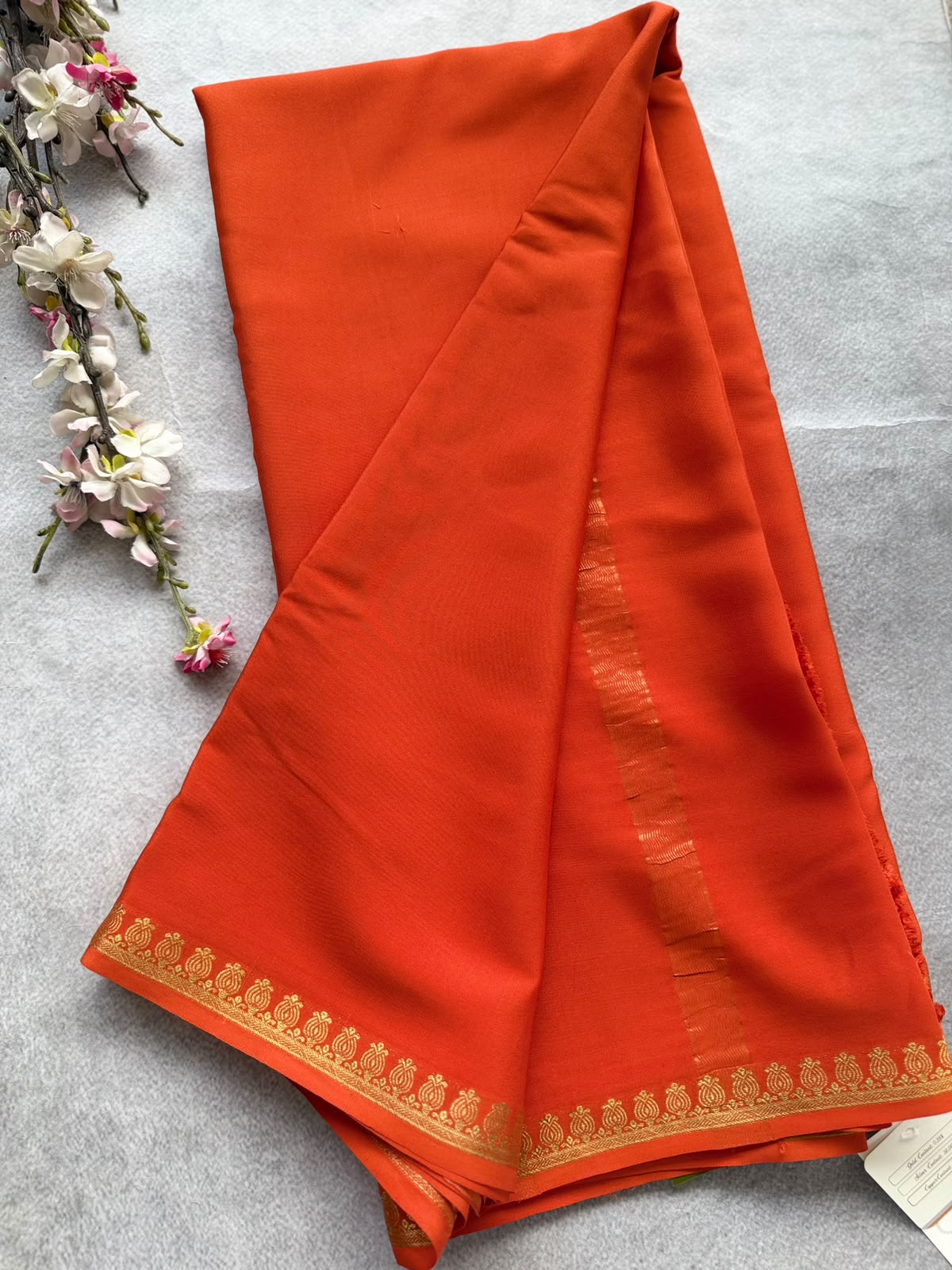 Orange Pure Zari Mysore Silk Saree 4G (Swara)