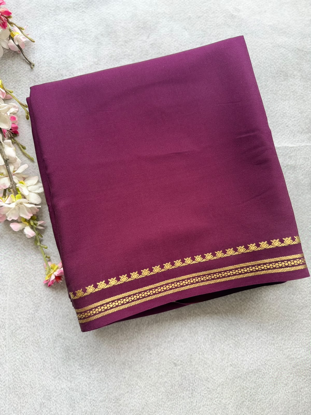 Wine Pure Zari Mysore Silk Saree 4G (Swara)