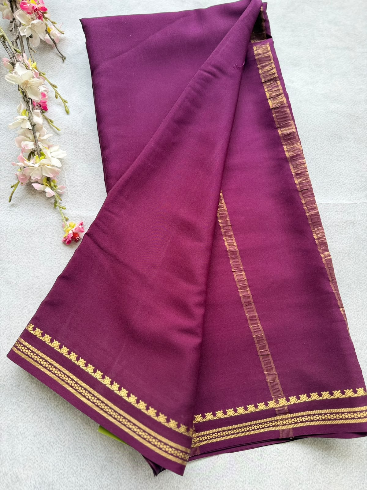 Wine Pure Zari Mysore Silk Saree 4G (Swara)