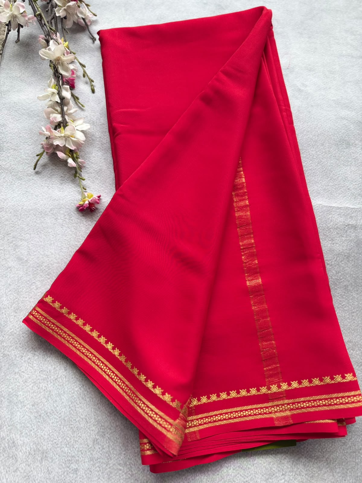 Red Pure Zari Mysore Silk Saree 4G (Swara)