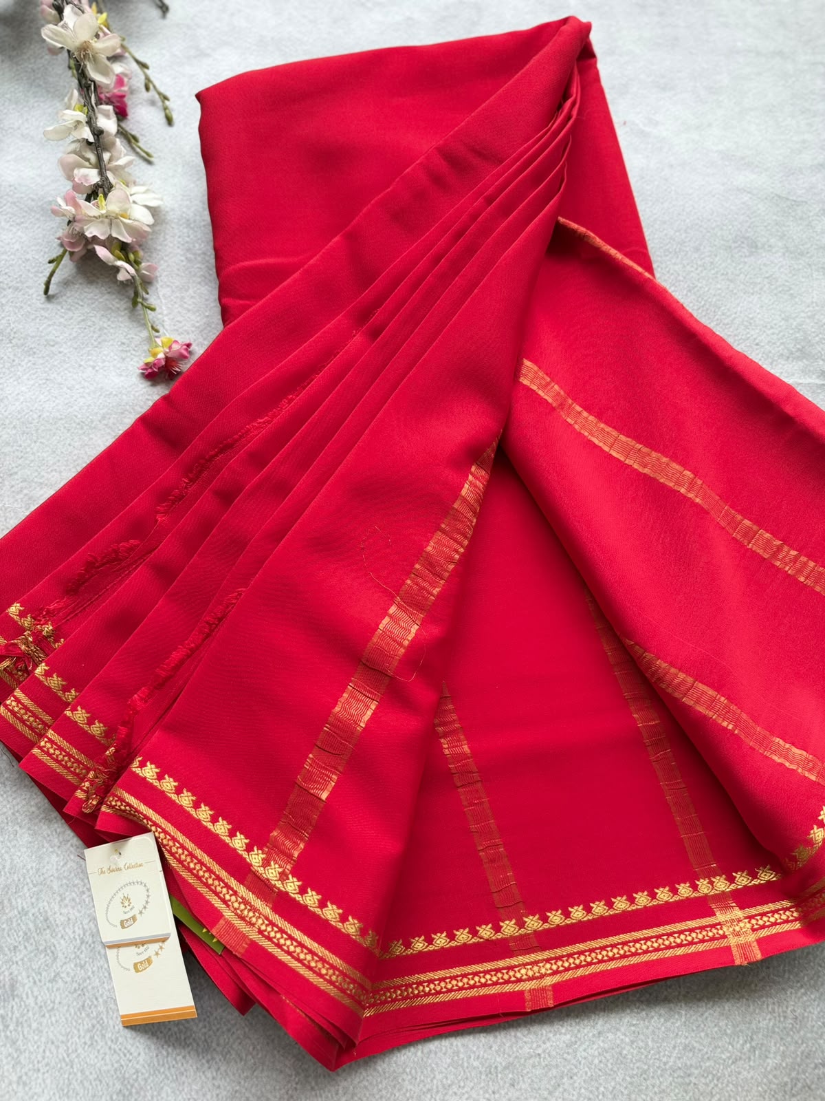 Red Pure Zari Mysore Silk Saree 4G (Swara)