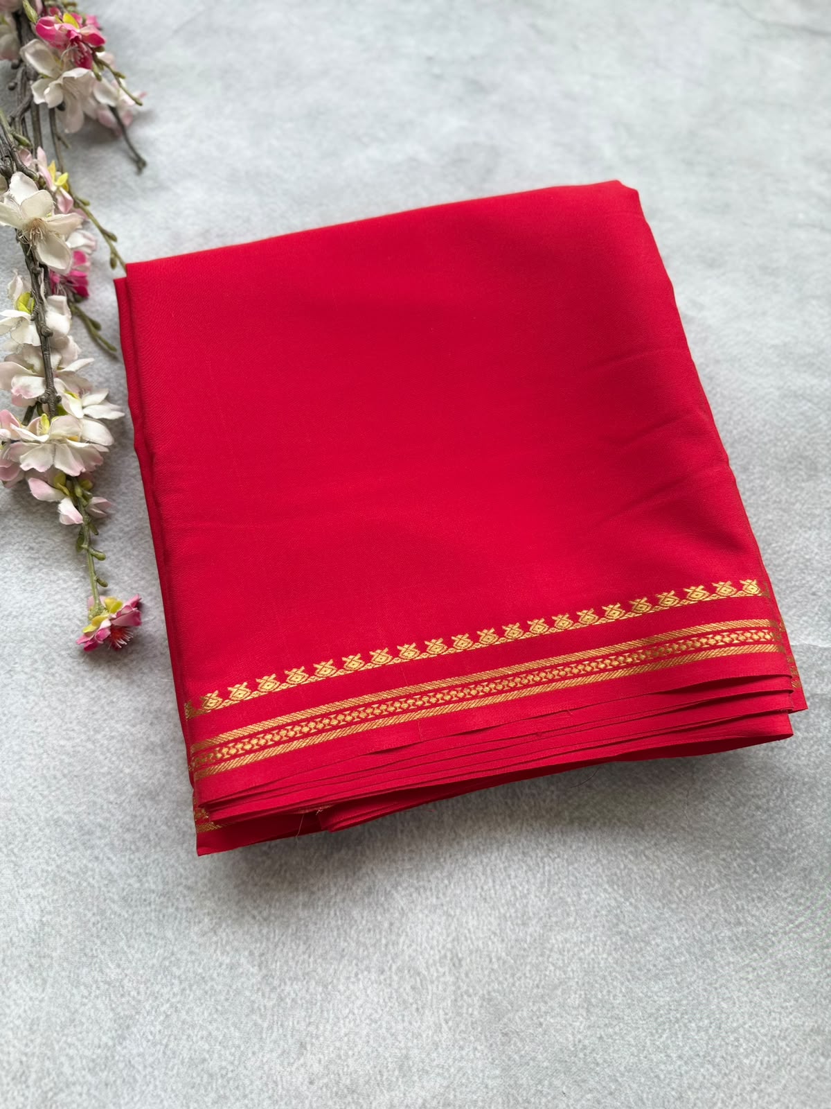 Red Pure Zari Mysore Silk Saree 4G (Swara)