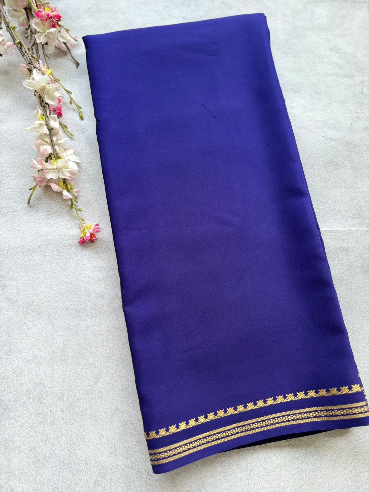 Navy Blue Pure Zari Mysore Silk Saree 4G (Swara)