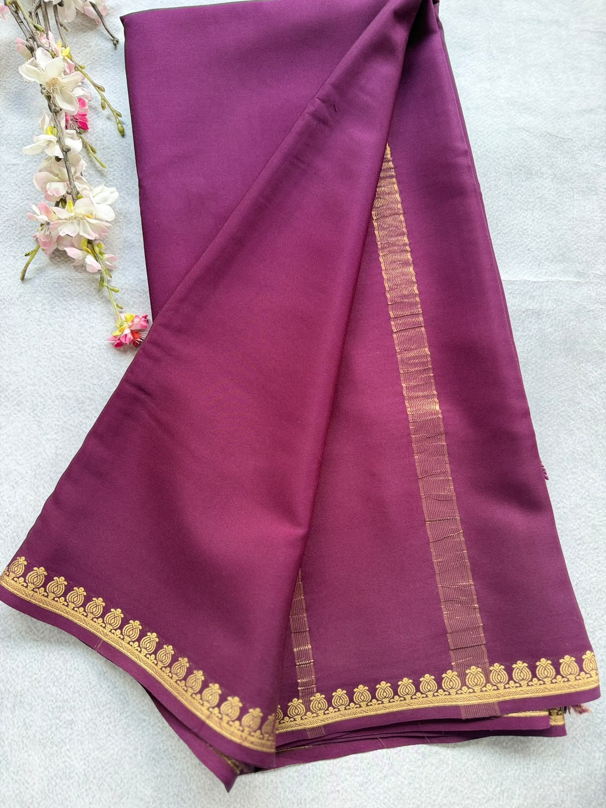 Wine Pure Zari Mysore Silk Saree 4G (Swara)