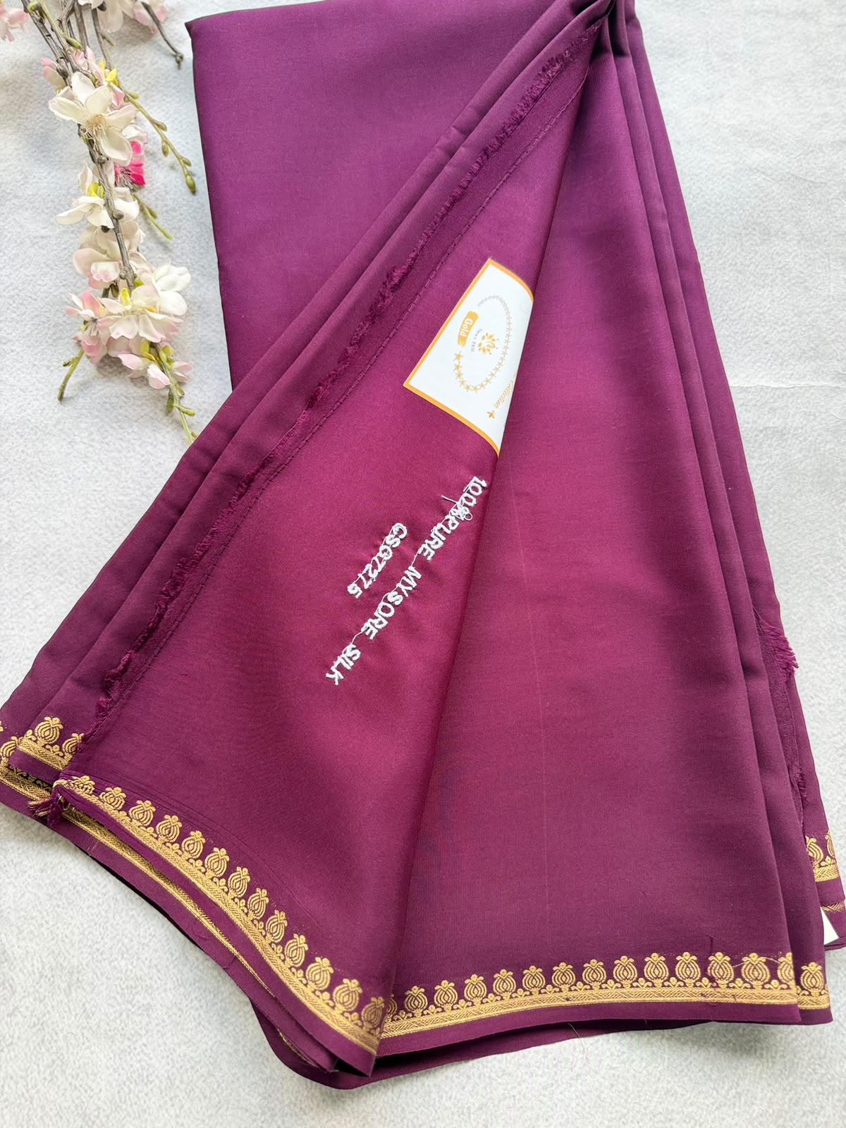 Wine Pure Zari Mysore Silk Saree 4G (Swara)