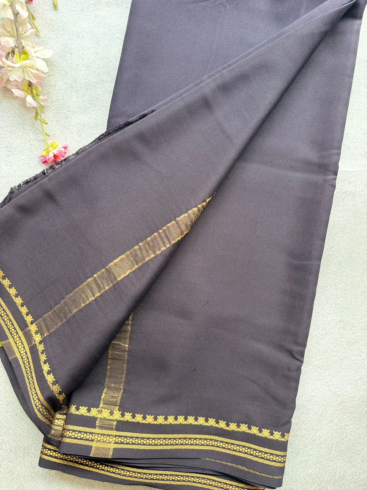Black Pure Zari Mysore Silk Saree 4G (Swara)