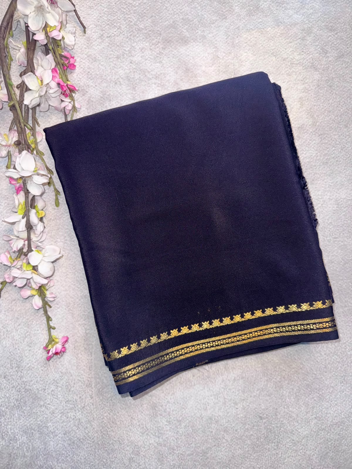 Black Pure Zari Mysore Silk Saree 4G (Swara)