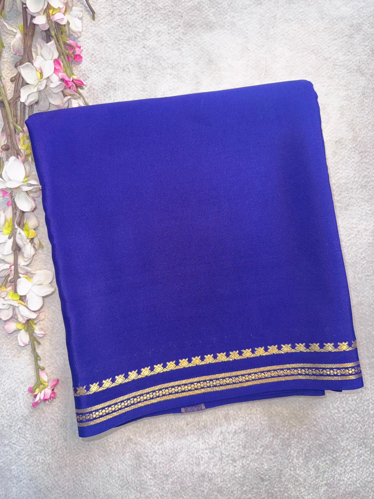 Navy Blue Pure Zari Mysore Silk Saree 4G (Swara)