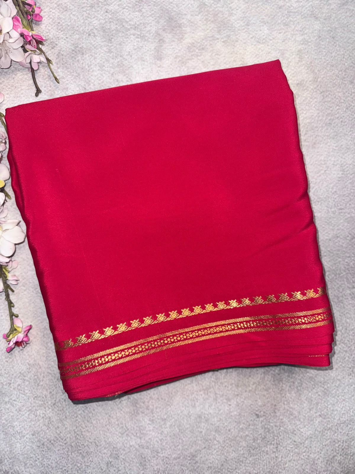 Red Pure Zari Mysore Silk Saree 4G (Swara)