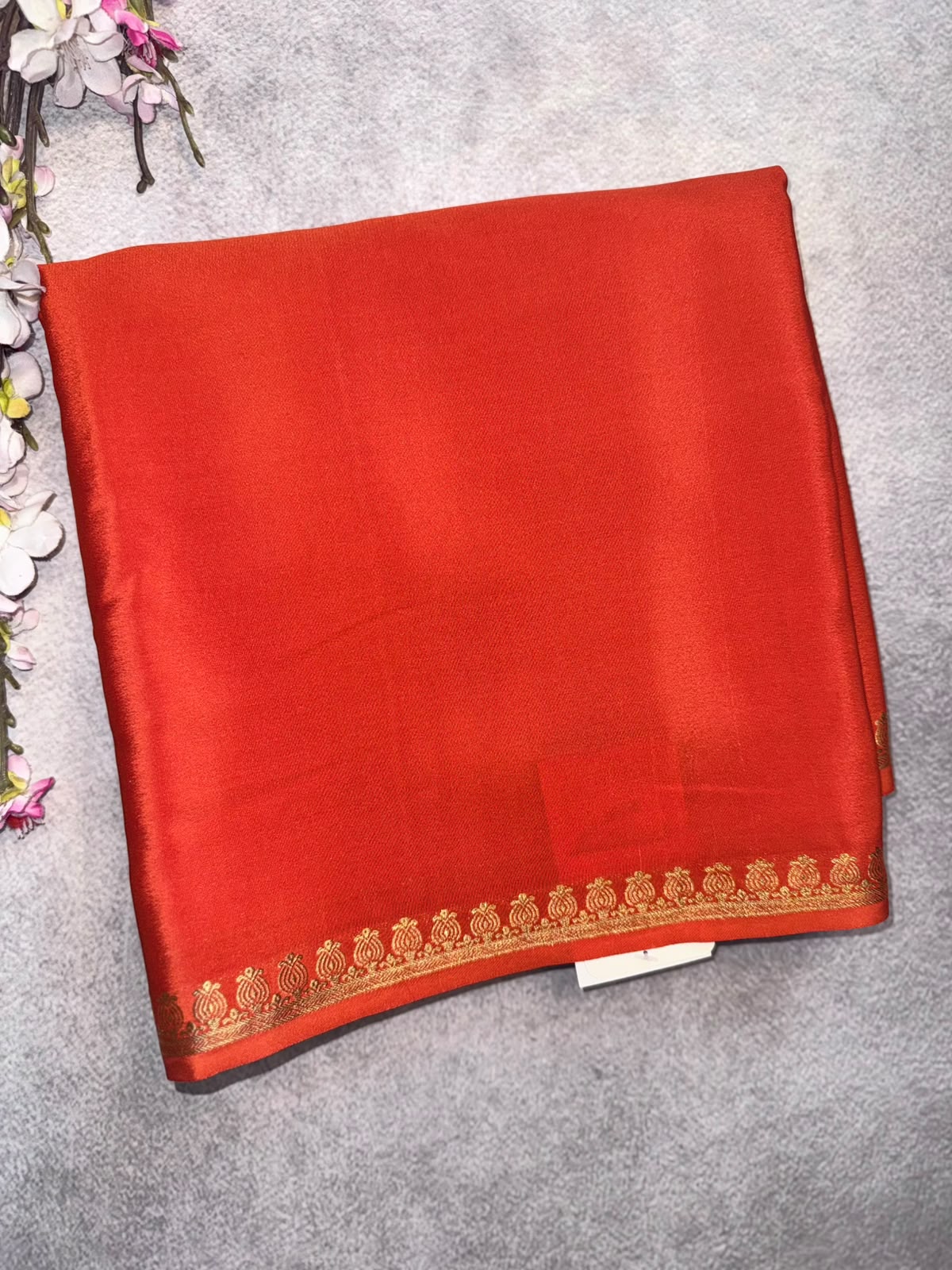 Orange Pure Zari Mysore Silk Saree 4G (Swara)